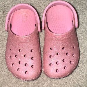 CROCS Kids Sparkly Pink Slippers